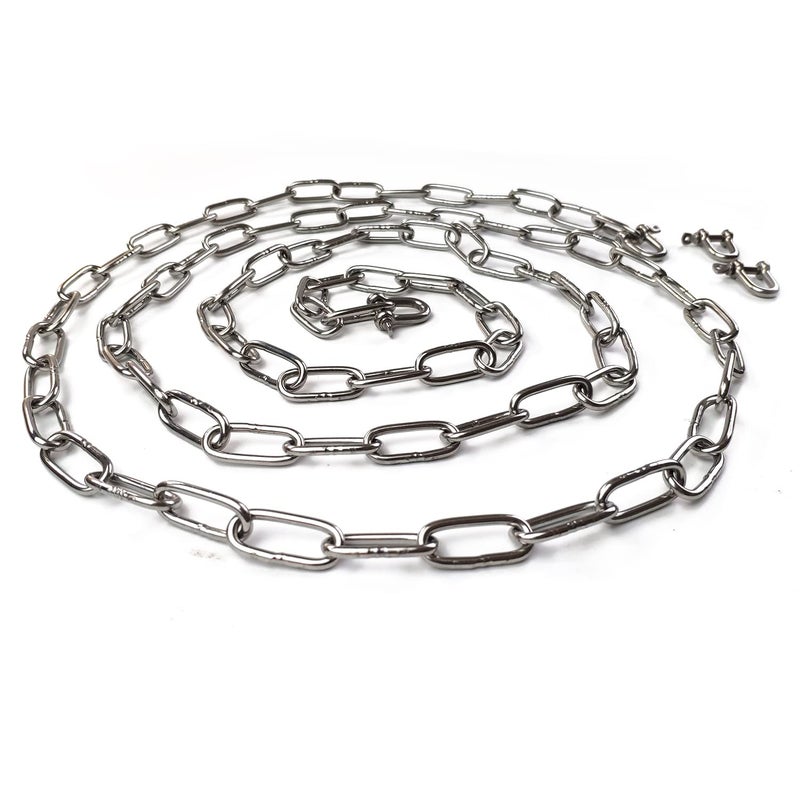 JENSWILL 1/8 inch (3mm) -6.5ft(Length) Stainless Steel 304 Chain,Metal Chain Utility Chain Heavy Duty Chain for Guardrail, Swing, Lifting, Trailer,Pet,Hanging Clothes with 2 Shackles - Image 3